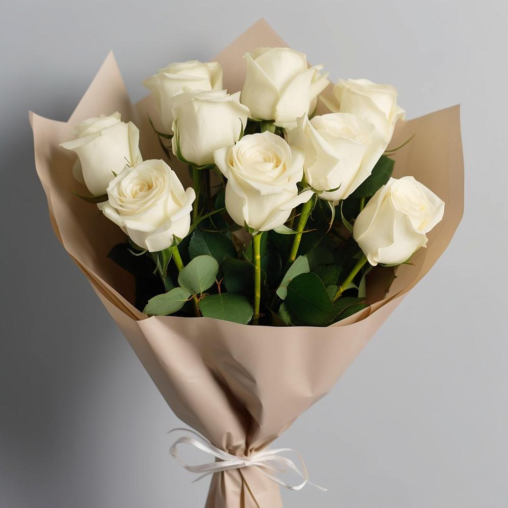 Букет 9 Белых роз Эдлесс Лав в Заворонежском