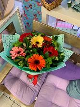 Букет цветов из:  Герберы, Хризантемы и Альстромерии #REPLACE_PRED# Заворонежском