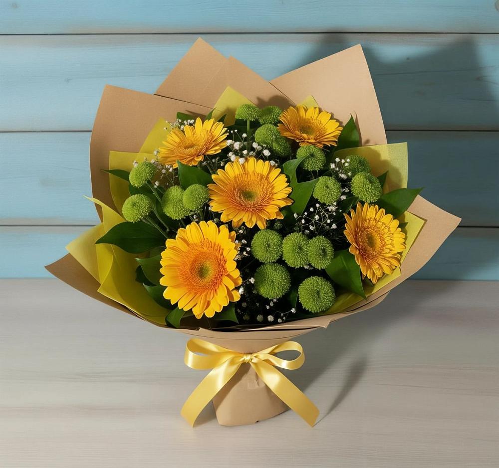 Букет цветов из: Герберы и Хризантемы в Заворонежском