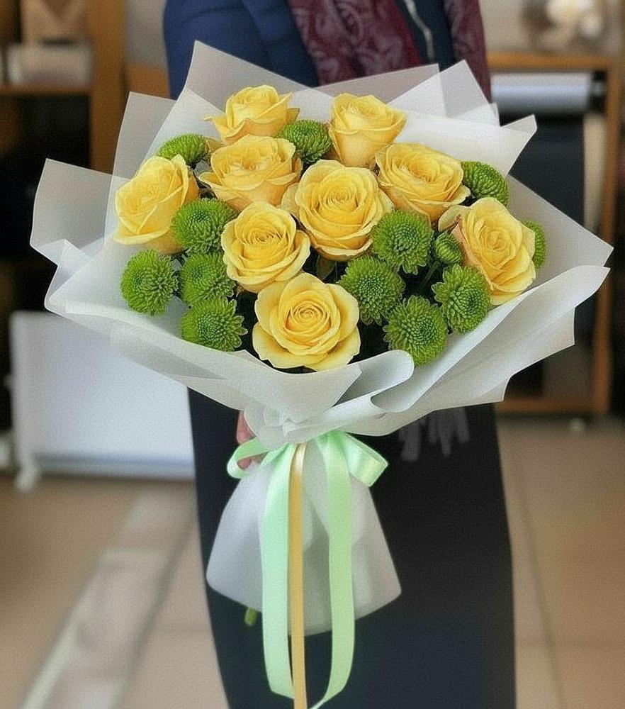 Букет цветов из: Хризантемы и Розы в Заворонежском