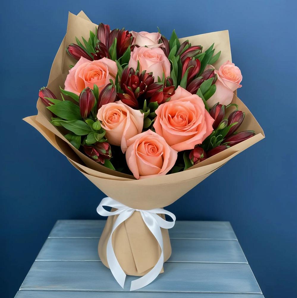 Букет цветов из: Розы и Альстромерии в Заворонежском