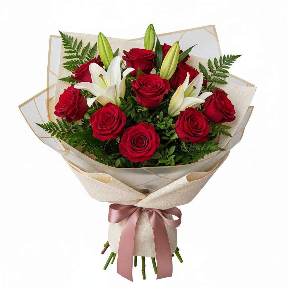 Букет цветов из: Лилии и Розы в Заворонежском