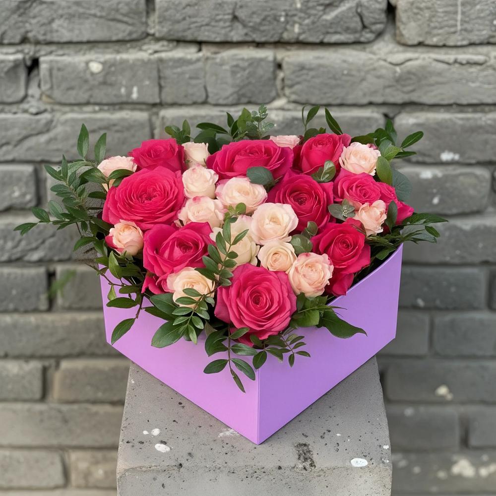 Цветочная композиция из Розы в коробке в Заворонежском