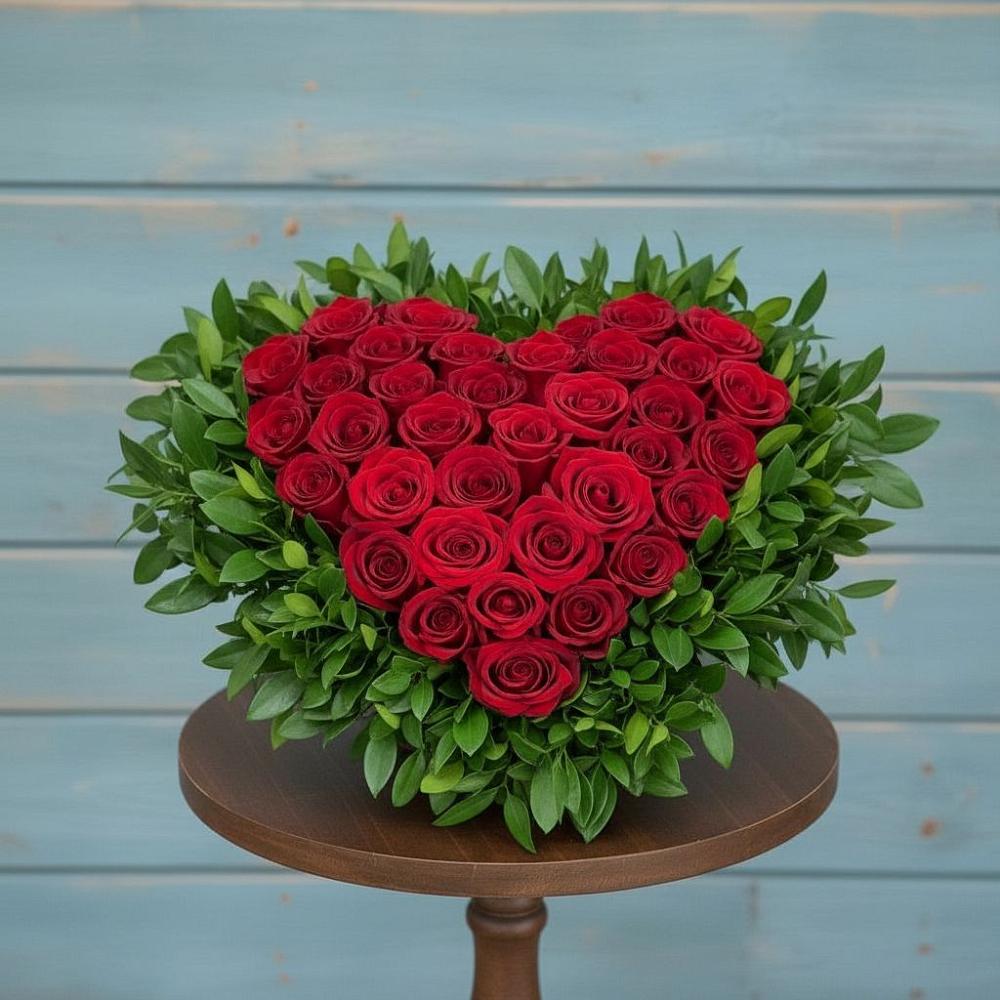 Цветочная композиция из Розы в виде сердца в Заворонежском