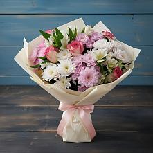 Букет цветов из:  Хризантемы, Альстромерии и Розы в Заворонежском