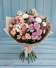 Букет цветов из:  Хризантемы, Розы и Альстромерии в Заворонежском