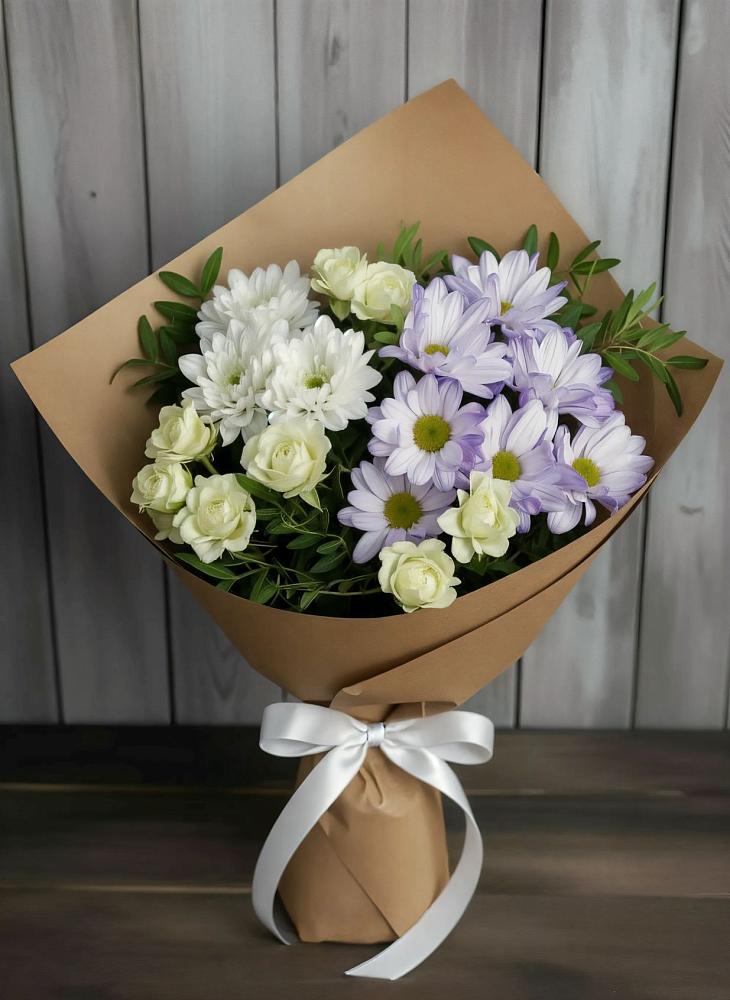 Букет цветов из: Хризантемы и Розы в Заворонежском